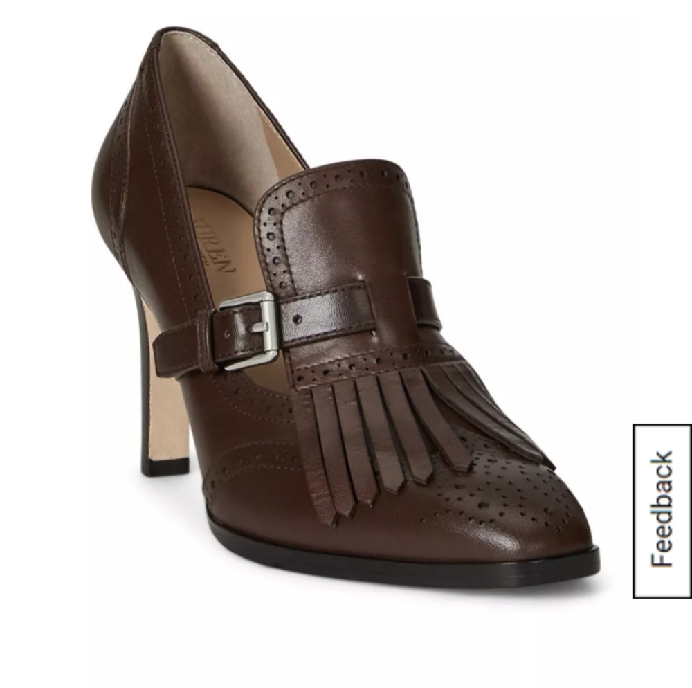 Lauren Ralph Lauren Colleen Perforated Leather Kiltie Pump 8.5